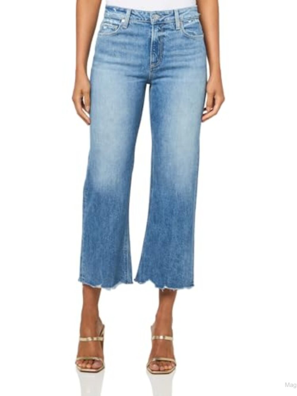 High Rise Wide Leg Ankle Jeans Organic Cotton Blend